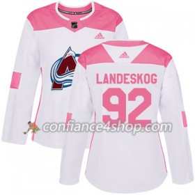 Adidas Maillot de Hockey Colorado Avalanche Gabriel Landeskog 92 2017-2018 Blanc Rose Fashion Authentic - Femme